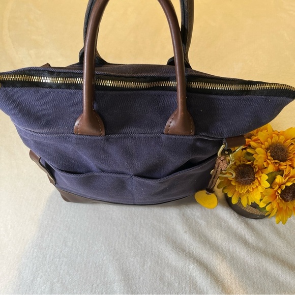 R.Riveter Handbags - R. Riveter Navy Blue Carry All Canvas Leather Tote Bag Purse